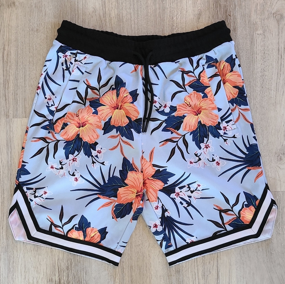 H&M Floral Mesh Resort Shorts